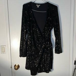 H&M black sequin wrap dress (Nov ‘23)